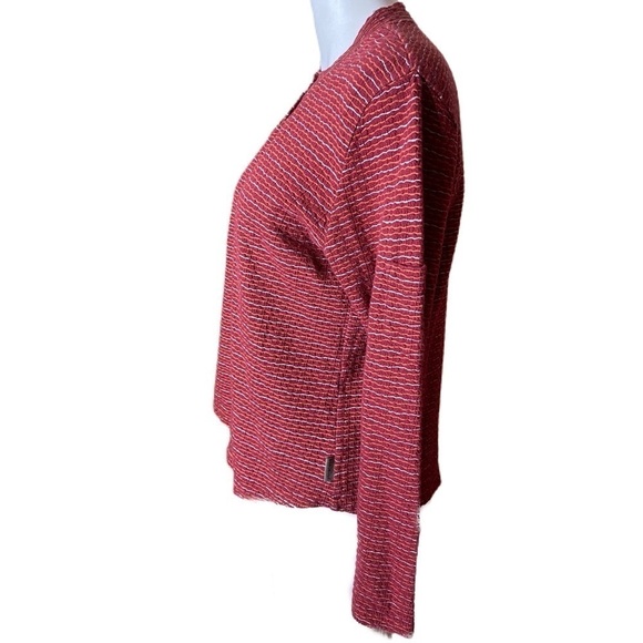 Woolrich Knit Henley Three Button Red Striped PM - Picture 4 of 10
